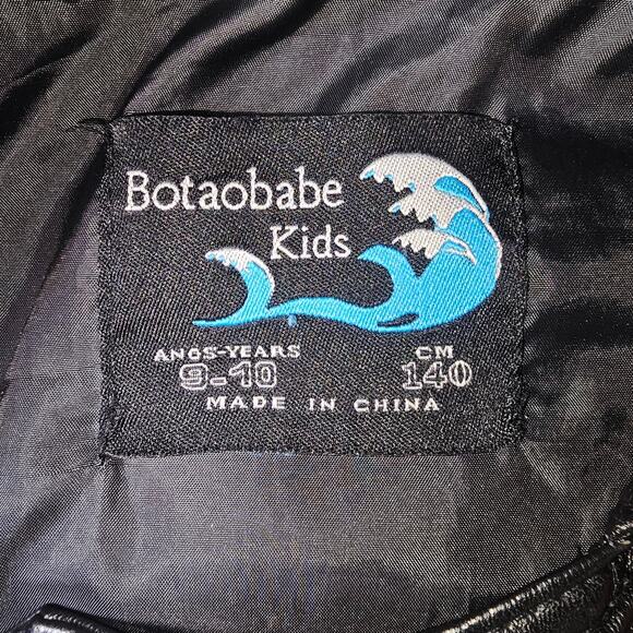 Botaobabe Kid Moto Jacket Color Block Quilted Sleeves Faux Leather Girls Jacket - Picture 8 of 10